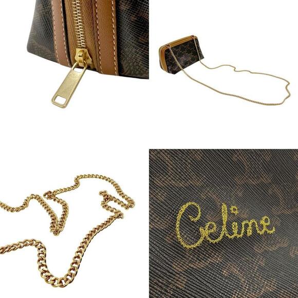 CELINE Brown Coated Canvas Shoulder Bag - Picture 4 of 5